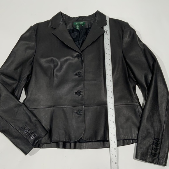 Lauren Ralph Lauren Sz XL Black leather Blazer Jacket - Picture 8 of 10